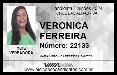 Candidato VERONICA FERREIRA 2024 - CRUZ DAS ALMAS - Eleições