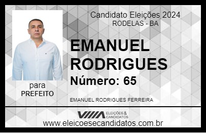 Candidato EMANUEL RODRIGUES 2024 - RODELAS - Eleições