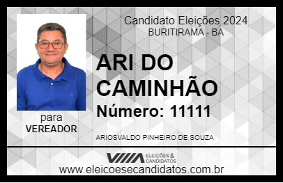 Candidato ARI DO CAMINHÃO 2024 - BURITIRAMA - Eleições