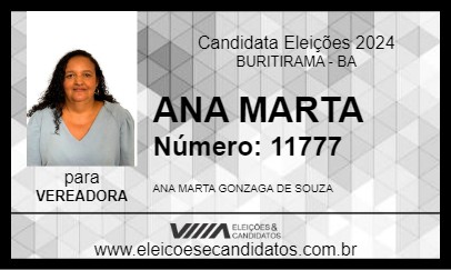 Candidato ANA MARTA 2024 - BURITIRAMA - Eleições