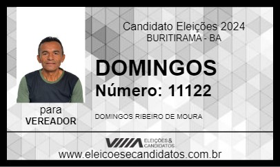 Candidato DOMINGOS 2024 - BURITIRAMA - Eleições