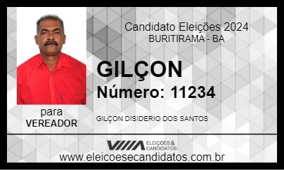 Candidato GILÇON 2024 - BURITIRAMA - Eleições