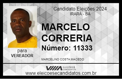 Candidato MARCELO CORRERIA 2024 - IRARÁ - Eleições