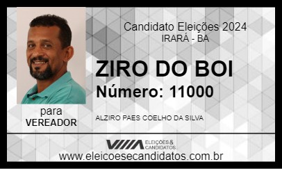 Candidato ZIRO DO BOI 2024 - IRARÁ - Eleições