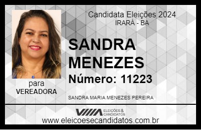 Candidato SANDRA MENEZES 2024 - IRARÁ - Eleições