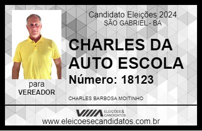 Candidato CHARLES DA AUTO ESCOLA 2024 - SÃO GABRIEL - Eleições