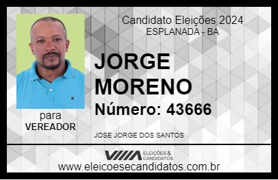 Candidato JORGE MORENO 2024 - ESPLANADA - Eleições