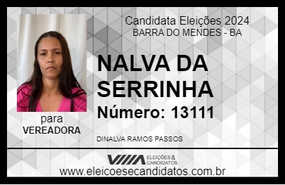 Candidato NALVA DA SERRINHA 2024 - BARRA DO MENDES - Eleições