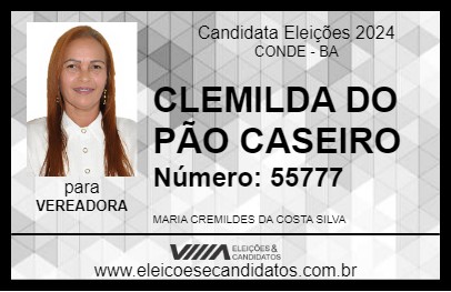 Candidato CLEMILDA DO PÃO CASEIRO 2024 - CONDE - Eleições