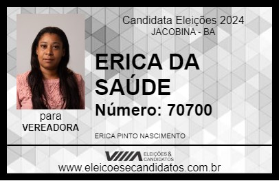 Candidato ERICA DA SAÚDE 2024 - JACOBINA - Eleições