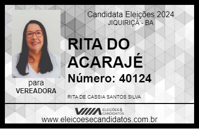 Candidato RITA DO ACARAJÉ 2024 - JIQUIRIÇÁ - Eleições