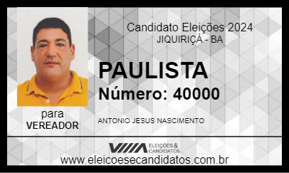 Candidato PAULISTA 2024 - JIQUIRIÇÁ - Eleições