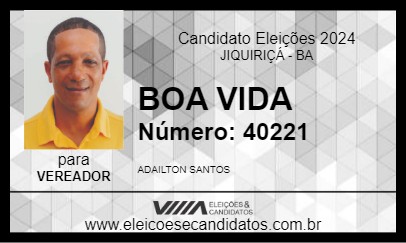 Candidato BOA VIDA 2024 - JIQUIRIÇÁ - Eleições