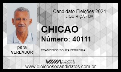 Candidato CHICAO 2024 - JIQUIRIÇÁ - Eleições