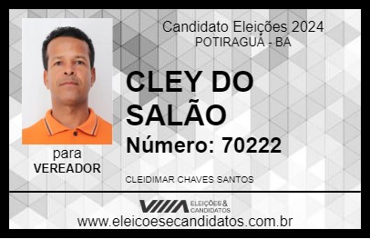 Candidato CLEY DO SALÃO 2024 - POTIRAGUÁ - Eleições