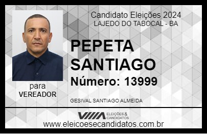 Candidato PEPETA SANTIAGO 2024 - LAJEDO DO TABOCAL - Eleições