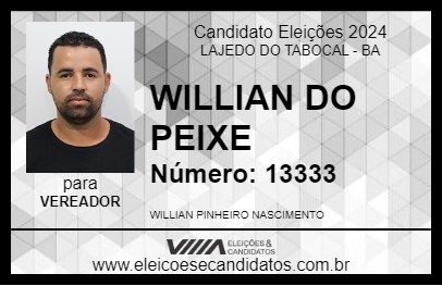 Candidato WILLIAN DO PEIXE 2024 - LAJEDO DO TABOCAL - Eleições