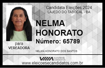 Candidato NELMA HONORATO 2024 - LAJEDO DO TABOCAL - Eleições