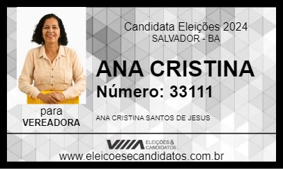 Candidato ANA CRISTINA 2024 - SALVADOR - Eleições