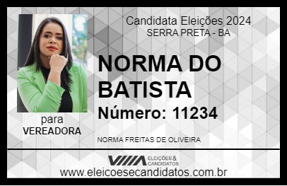 Candidato NORMA DO BATISTA 2024 - SERRA PRETA - Eleições