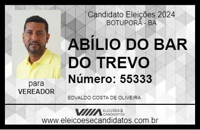 Candidato ABÍLIO DO BAR DO TREVO 2024 - BOTUPORÃ - Eleições