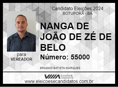 Candidato NANGA DE JOÃO DE ZÉ DE BELO 2024 - BOTUPORÃ - Eleições