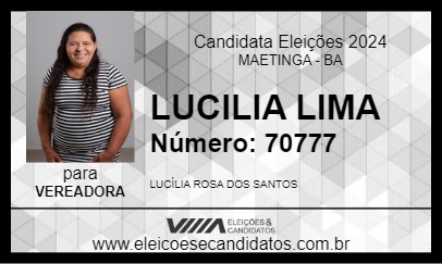 Candidato LUCILIA LIMA 2024 - MAETINGA - Eleições