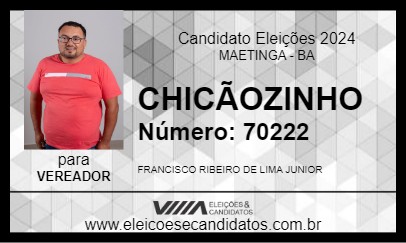 Candidato CHICÃOZINHO 2024 - MAETINGA - Eleições