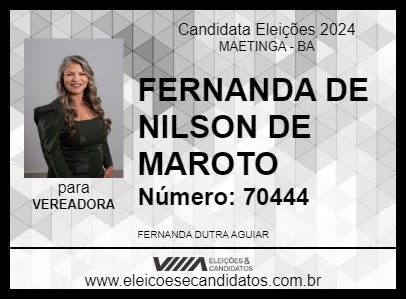 Candidato FERNANDA DE NILSON DE MAROTO 2024 - MAETINGA - Eleições