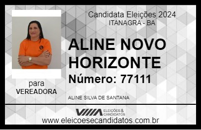 Candidato ALINE NOVO HORIZONTE 2024 - ITANAGRA - Eleições