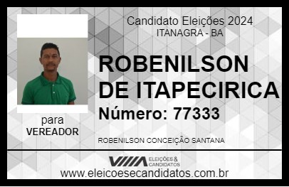 Candidato ROBENILSON DE ITAPECIRICA 2024 - ITANAGRA - Eleições