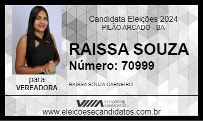 Candidato RAISSA SOUZA 2024 - PILÃO ARCADO - Eleições