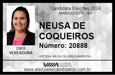 Candidato NEUSA DE COQUEIROS 2024 - MARAGOGIPE - Eleições