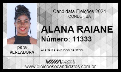 Candidato ALANA RAIANE 2024 - CONDE - Eleições