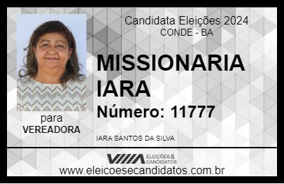 Candidato MISSIONARIA IARA 2024 - CONDE - Eleições