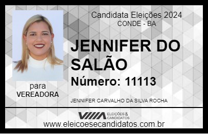 Candidato JENNIFER DO SALÃO 2024 - CONDE - Eleições