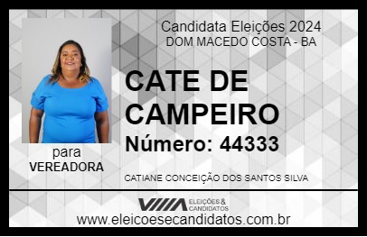 Candidato CATE DE CAMPEIRO 2024 - DOM MACEDO COSTA - Eleições