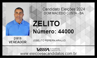 Candidato ZELITO 2024 - DOM MACEDO COSTA - Eleições