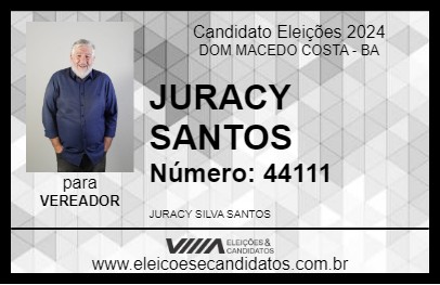 Candidato JURACY SANTOS 2024 - DOM MACEDO COSTA - Eleições