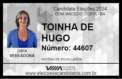 Candidato TOINHA DE HUGO 2024 - DOM MACEDO COSTA - Eleições