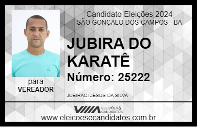 Candidato JUBIRA DO KARATÊ 2024 - SÃO GONÇALO DOS CAMPOS - Eleições