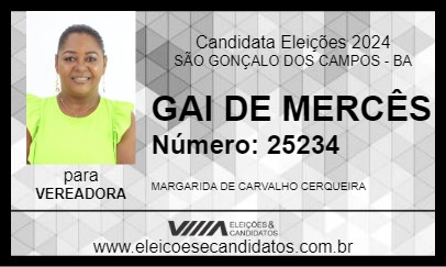 Candidato GAI DE MERCÊS 2024 - SÃO GONÇALO DOS CAMPOS - Eleições