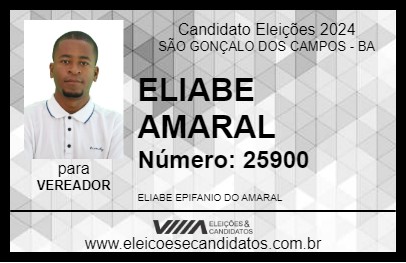 Candidato ELIABE AMARAL 2024 - SÃO GONÇALO DOS CAMPOS - Eleições