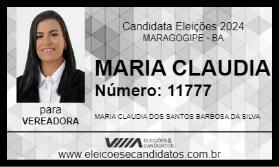 Candidato MARIA CLAUDIA 2024 - MARAGOGIPE - Eleições