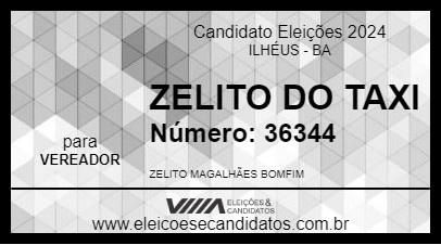 Candidato ZELITO DO TAXI 2024 - ILHÉUS - Eleições