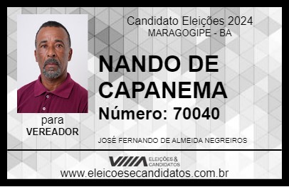 Candidato NANDO DE CAPANEMA 2024 - MARAGOGIPE - Eleições