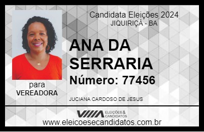 Candidato ANA DA SERRARIA 2024 - JIQUIRIÇÁ - Eleições