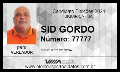 Candidato SID GORDO 2024 - JIQUIRIÇÁ - Eleições