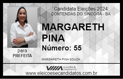 Candidato MARGARETH PINA 2024 - CONTENDAS DO SINCORÁ - Eleições