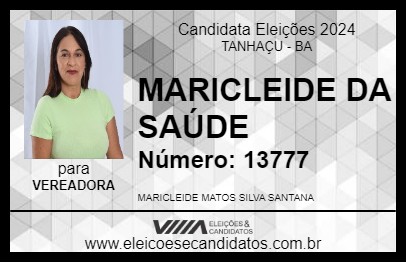 Candidato MARICLEIDE DA SAÚDE 2024 - TANHAÇU - Eleições